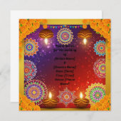 Elegant Indian Rangoli Wedding Invitation (正面/裏面)