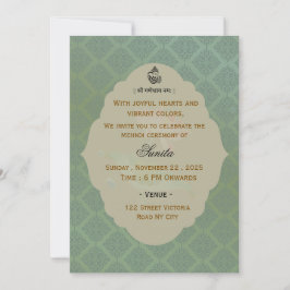 Elegant Indian Wedding Mehndi Ceremony Invitation 招待状