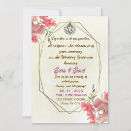 Elegant Indian Wedding Reception Party Invitation 招待状