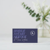 Elegant indigo dark ink blue mobile notary 名刺 (スタンド正面)