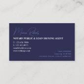 Elegant indigo dark ink blue mobile notary 名刺 (裏面)