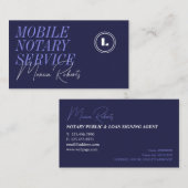 Elegant indigo dark ink blue mobile notary 名刺 (正面/裏面)