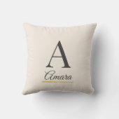 Elegant Initial and Name Monogram Beige クッション (裏面)