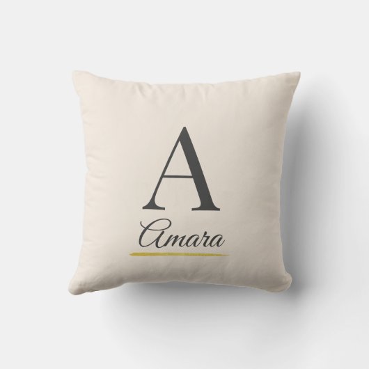 Elegant Initial and Name Monogram Beige クッション (裏面)