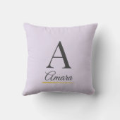 Elegant Initial and Name Monogram Lavender クッション (裏面)