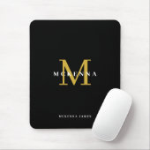 Elegant Initial Chic Black Gold Monogram マウスパッド (マウス)