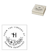 Elegant Initial Flowery Custom Library Book ラバースタンプ (押印)