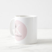 Elegant Initial Pink Girly Feminine Bow Monogram コーヒーマグカップ (正面左)