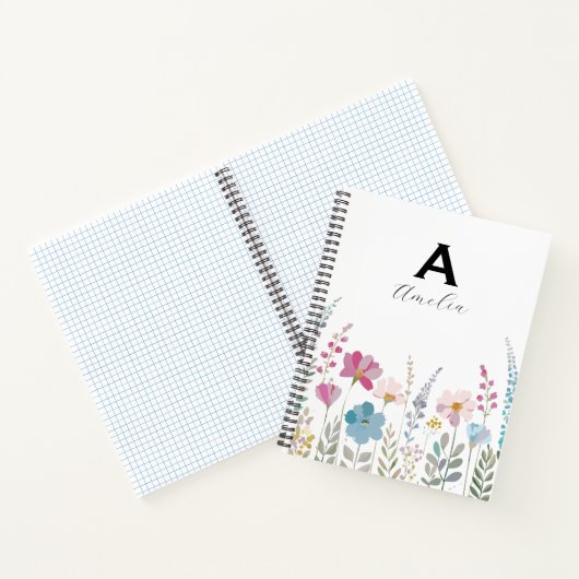 Elegant Initial Stylish Floral Notebook ノートブック (内部)
