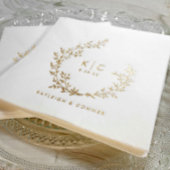 Elegant Initials Botanical Gold Classy Wedding 箔ナプキン