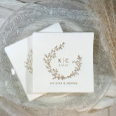 Elegant Initials Botanical Gold Classy Wedding 箔ナプキン