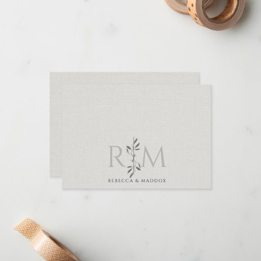 Elegant Initials Botanical Monogram Couple  ノートカード (正面/裏面インサイチュ)