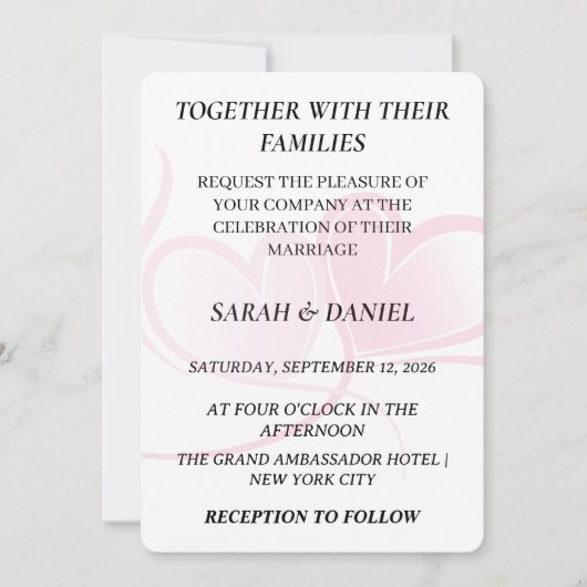 Elegant Interlocking Hearts Wedding Invitation | L 招待状 (正面)