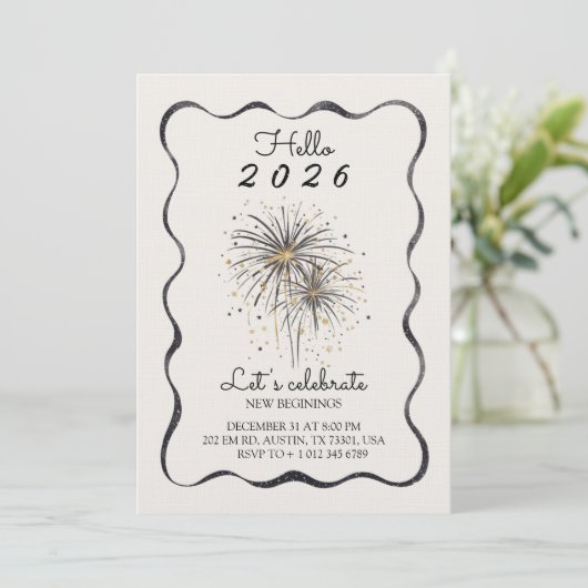 Elegant invitation card for a 2026 new year  招待状 (スタンド正面)