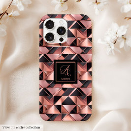 Elegant iPhone Case Rose Gold Geometric Metallic iPhone 15 Pro Maxケース