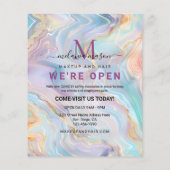 Elegant Iridescent Holographic Agate Gold Marble チラシ (裏面)