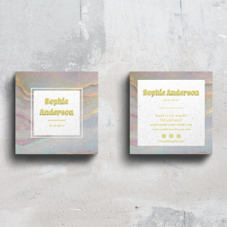 Elegant Iridescent Marble Square Business Card スクエア名刺