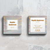 Elegant Iridescent Marble Square Business Card スクエア名刺
