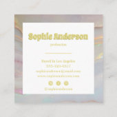 Elegant Iridescent Marble Square Business Card スクエア名刺 (裏面)