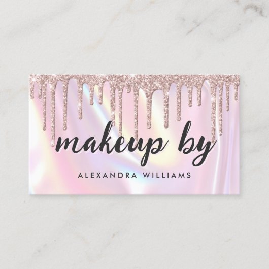 Elegant Iridescent Pearlescent Pink Makeup Artist 名刺 (正面)