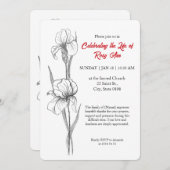 Elegant Iris "Celebrating the Life" Funeral 招待状 (正面/裏面)