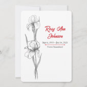 Elegant Iris "Celebrating the Life" Funeral 招待状 (裏面)