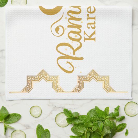Elegant Islamic Calligraphy Ramadan Decor キッチンタオル (折り畳み)