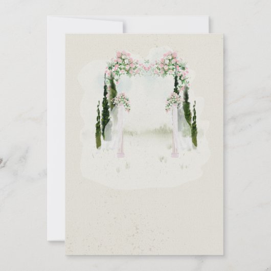 Elegant Islamic Floral Wedding Arch Nikah 招待状 (裏面)