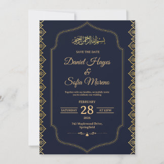 Elegant Islamic Muslim Wedding Invitation 招待状