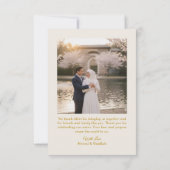 Elegant Islamic Wedding Thank You Card with Photo カード (裏面)