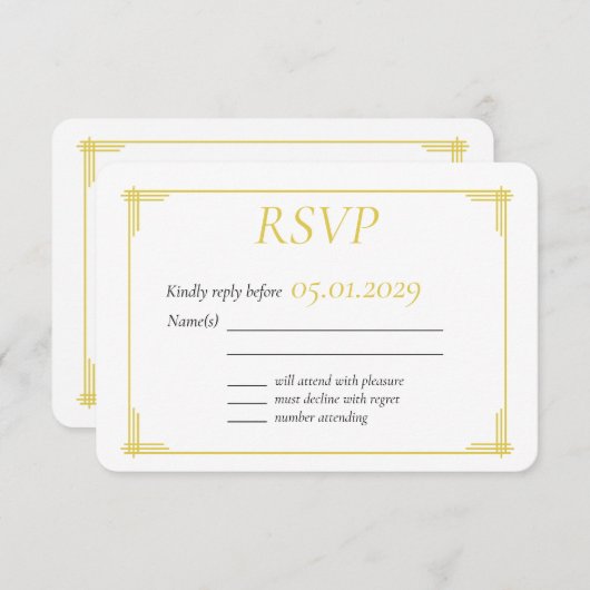  Elegant Island Citrus Yellow Green Wedding RSVP (正面/裏面)