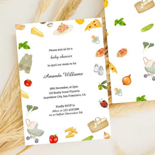 Elegant Italian Baby Shower Invitation 招待状