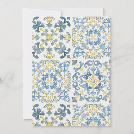 Elegant Italian Blue Tile Lemon Bridal Shower 招待状 (裏面)