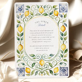 Elegant Italian Lemon & Blue Tile Wedding 招待状
