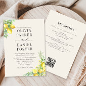 Elegant Italian Lemon QR Code Wedding 招待状