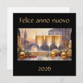 Elegant Italian New Year Black Holiday Card シーズンカード (正面/裏面)