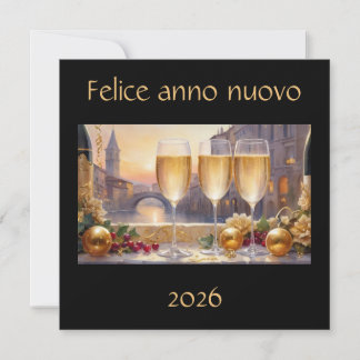Elegant Italian New Year Black Holiday Card シーズンカード