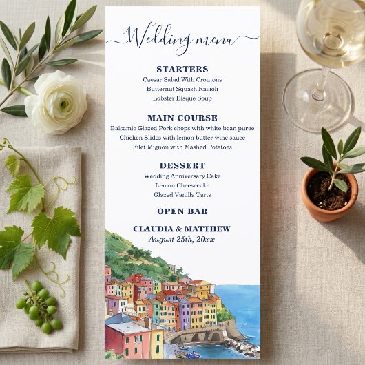 Elegant Italian Riviera Wedding メニュー