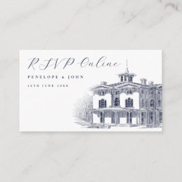 Elegant Italian Villa Illustration Wedding Website エンクロージャーカード