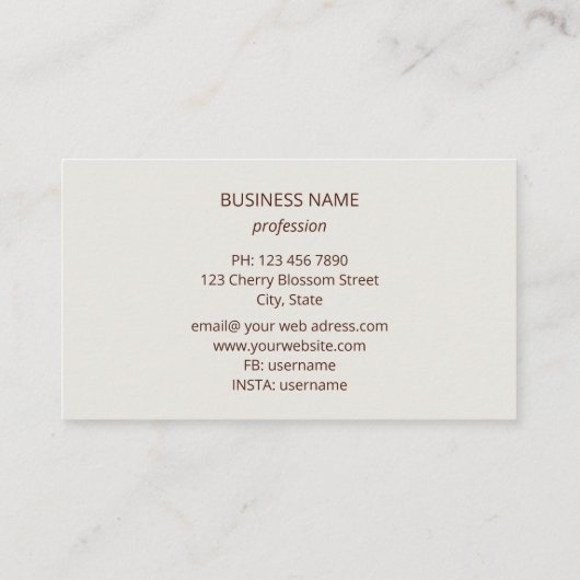 Elegant Ivory 3D Roses 名刺 (裏面)