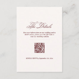 Elegant Ivory and Burgundy Wedding Details エンクロージャーカード