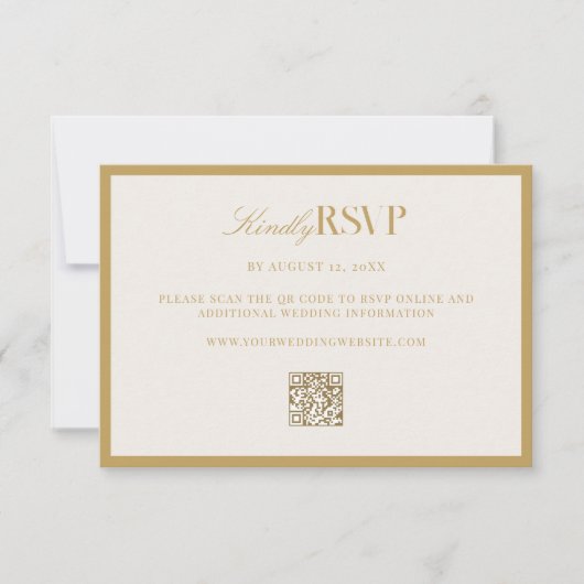 Elegant Ivory and Gold Wedding 出欠カード (正面)
