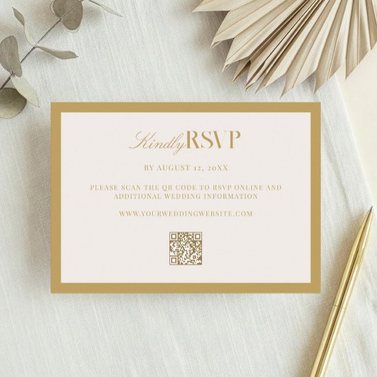 Elegant Ivory and Gold Wedding 出欠カード