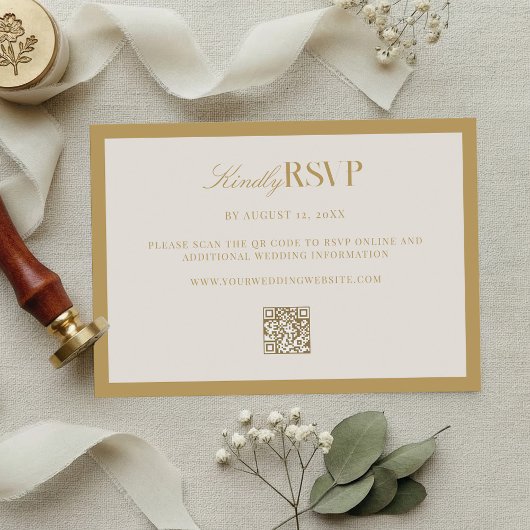 Elegant Ivory and Gold Wedding 出欠カード
