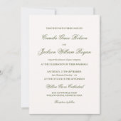 Elegant Ivory and Green Wedding 招待状 (正面)
