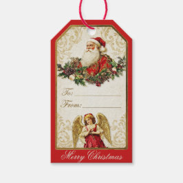 Elegant Ivory and Red Victorian Christmas Collage ギフトタグ