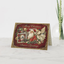Elegant Ivory and Red Victorian Christmas Collage シーズンカード