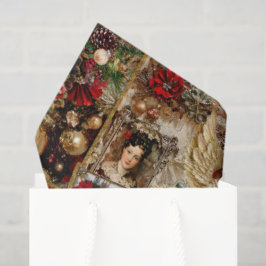Elegant Ivory and Red Victorian Christmas Collage 薄葉紙