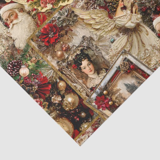Elegant Ivory and Red Victorian Christmas Collage 薄葉紙 (詳細)