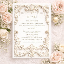 Elegant Ivory Baroque Wedding Enclosure Card エンクロージャーカード
